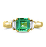 Emerald & Diamond Three Stone Ring