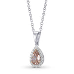 Fancy Brown Pink Pear Halo Diamond Pendant