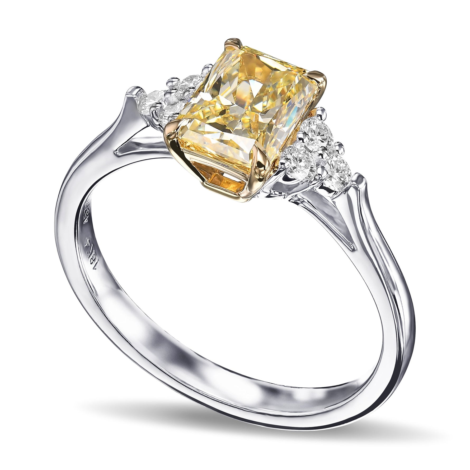 Fancy Yellow Radiant Side-stone Diamond Ring