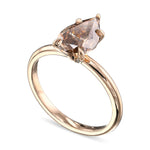 Fancy Dark Orangy Brown Pear Solitaire Diamond Ring