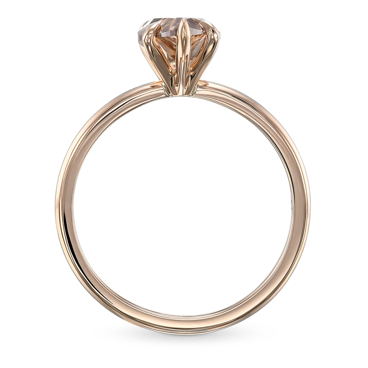 Fancy Dark Orangy Brown Pear Solitaire Diamond Ring