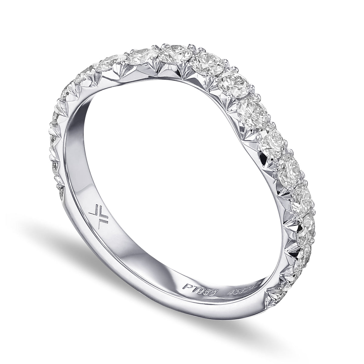 Colorless Diamond Contoured Wedding Band