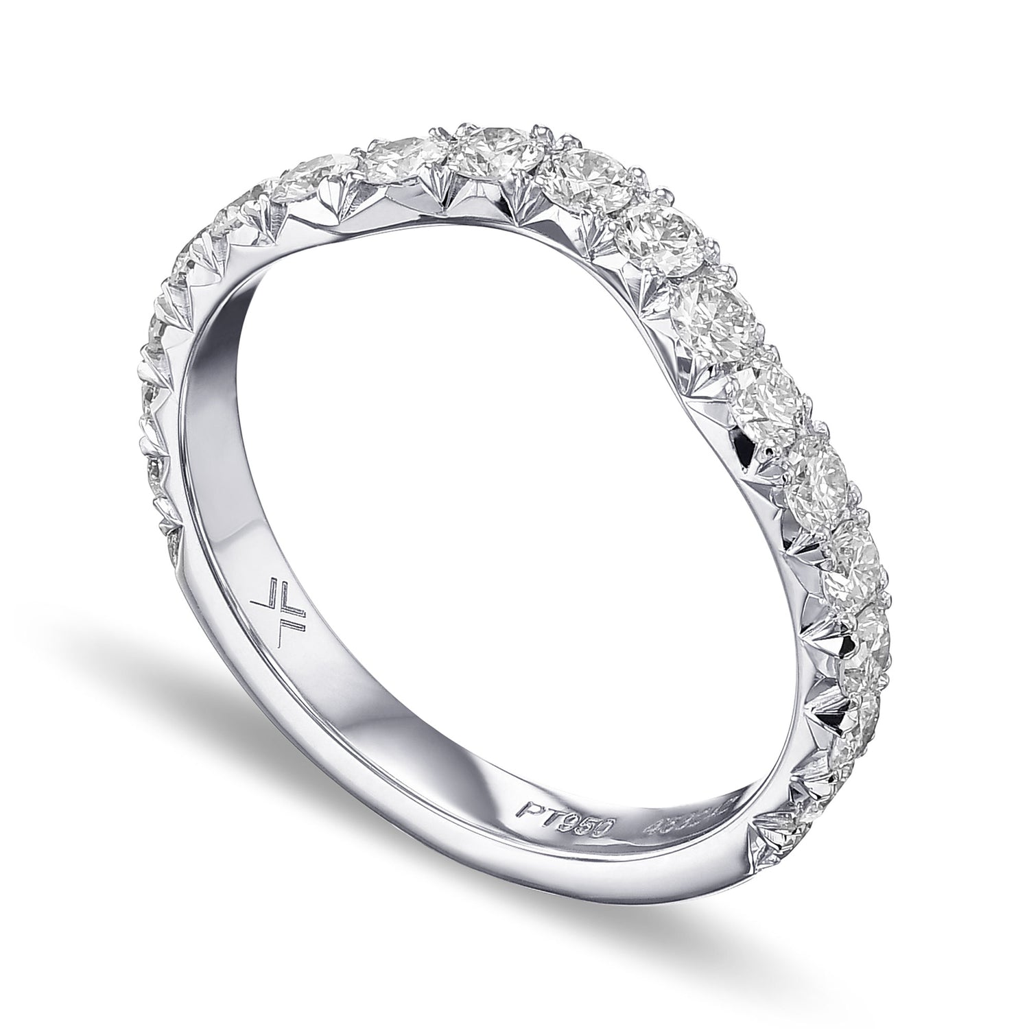 Colorless Diamond Contoured Wedding Band