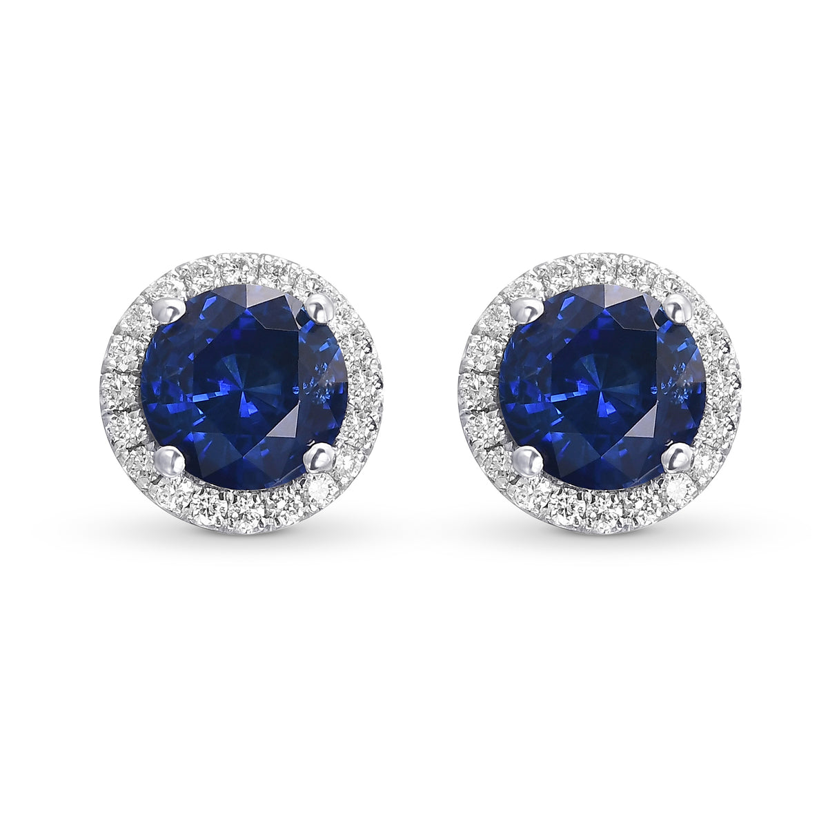 Sapphire and Diamond Halo Earrings