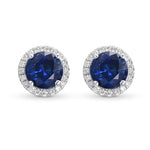 Sapphire and Diamond Halo Earrings