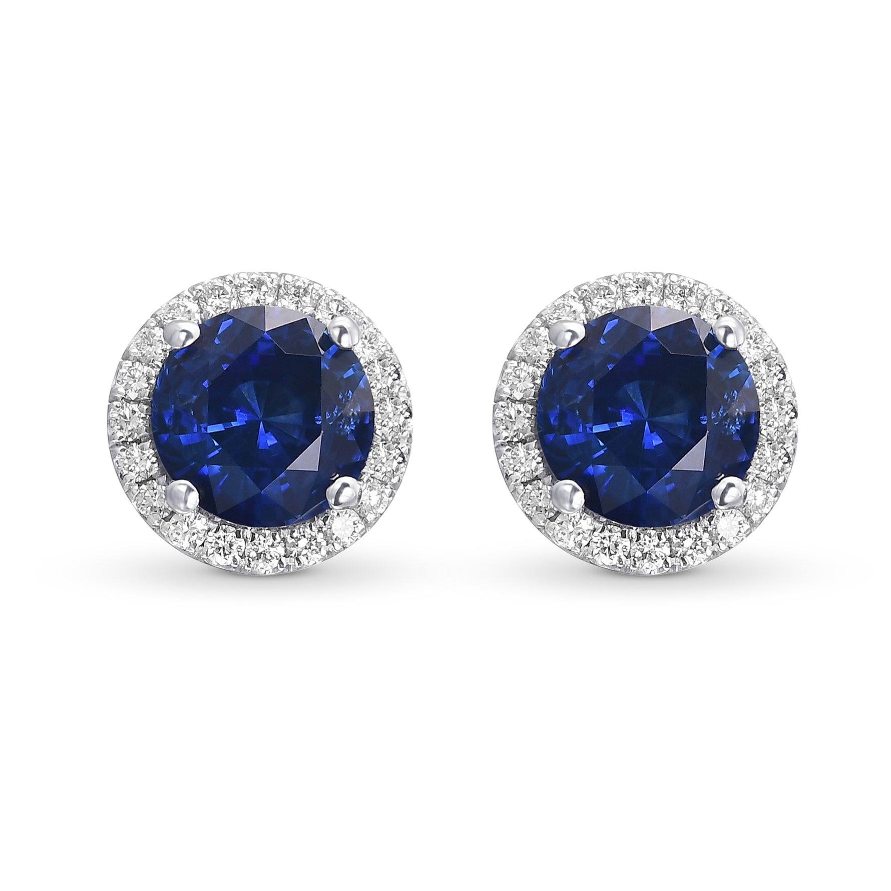 Sapphire and Diamond Halo Earrings