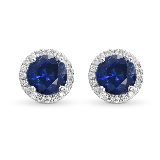 Sapphire and Diamond Halo Earrings