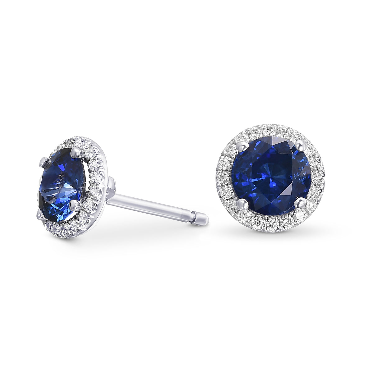 Sapphire and Diamond Halo Earrings