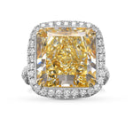 Light Yellow Radiant Halo Diamond Ring