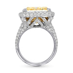 Light Yellow Radiant Halo Diamond Ring