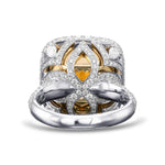 Light Yellow Radiant Halo Diamond Ring