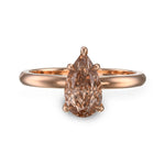 Fancy Brown Orange Pear Diamond Solitaire Ring