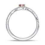 Fancy Orangy Pink Round Cross-over Halo Diamond Ring