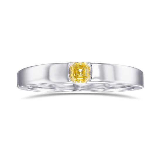 Fancy Intense Yellow Asscher Diamond Men's Ring