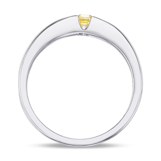 Fancy Intense Yellow Asscher Diamond Men's Ring