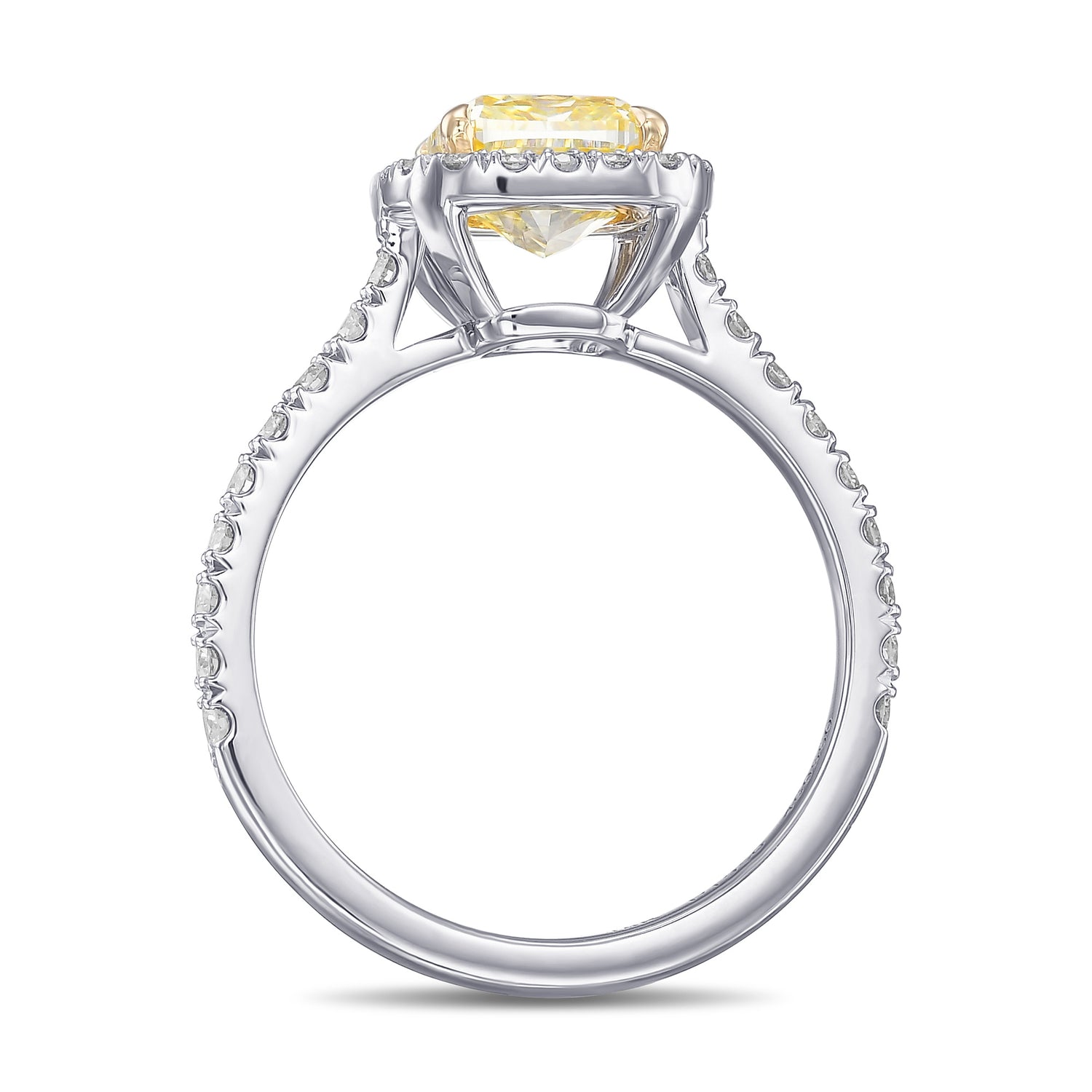 Fancy Yellow Cushion Halo Diamond Ring