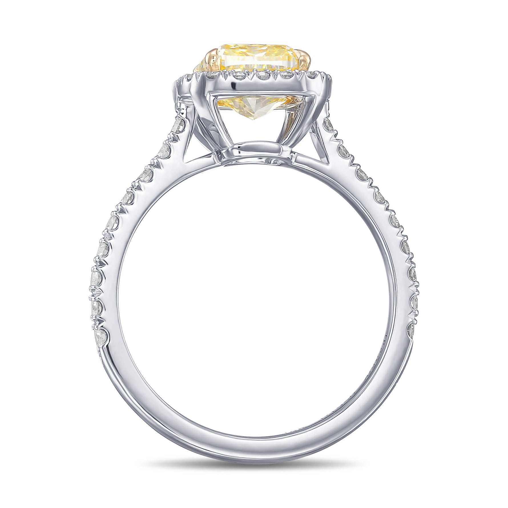 Fancy Yellow Cushion Halo Diamond Ring