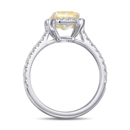 Fancy Yellow Cushion Halo Diamond Ring