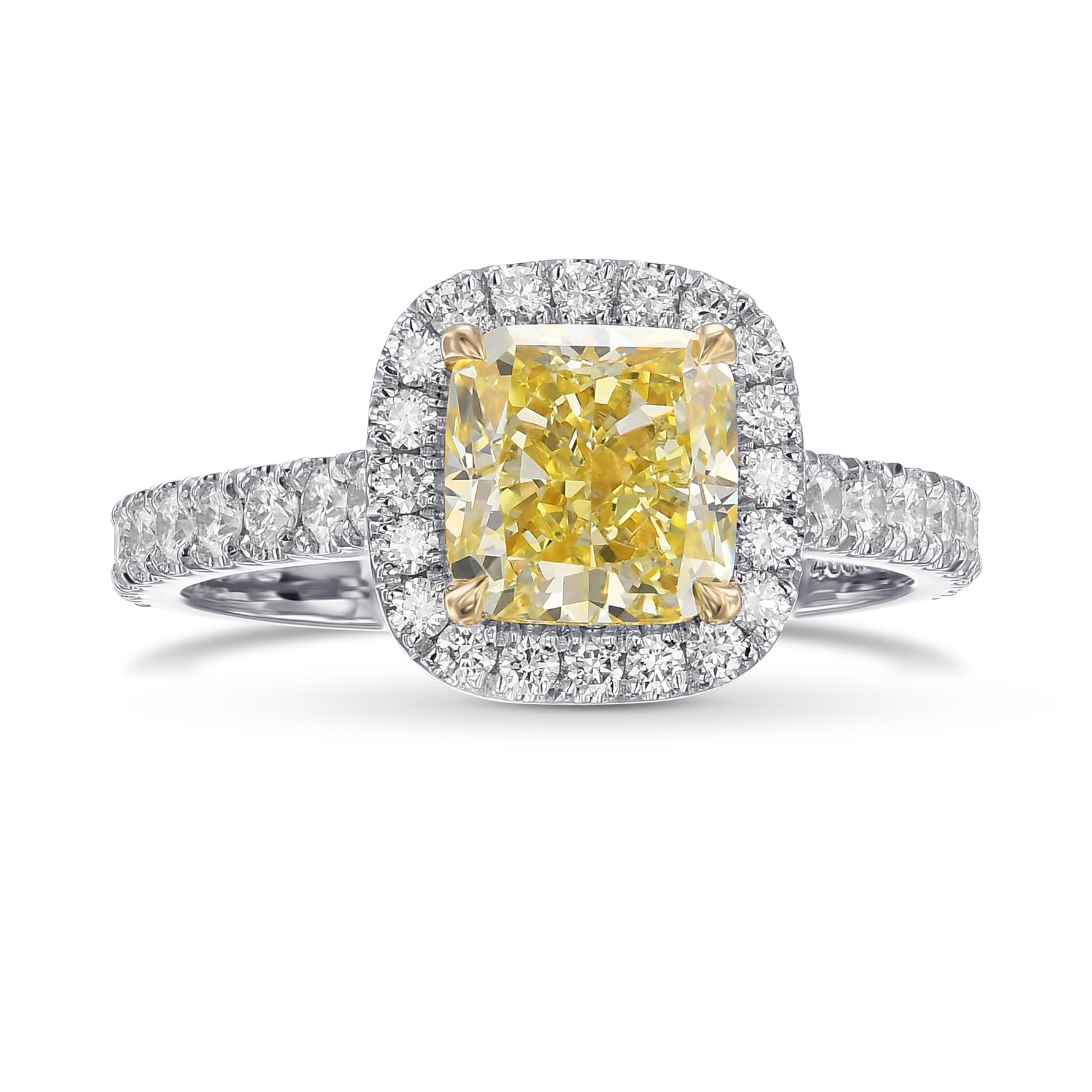 Fancy Yellow Cushion Halo Diamond Ring