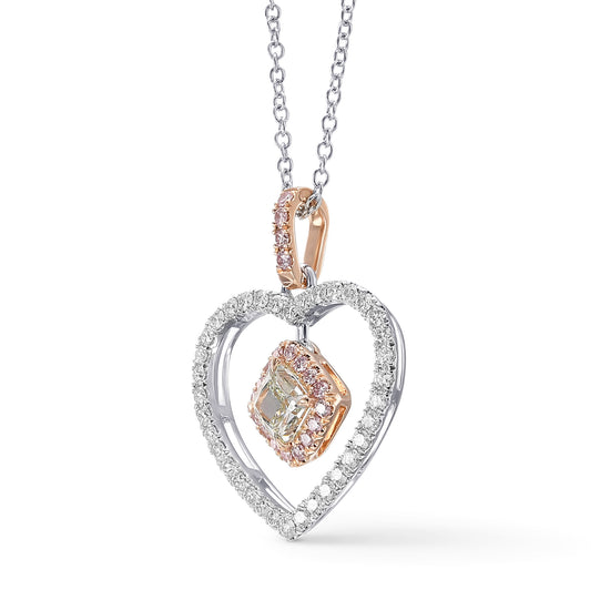 Fancy Green Radiant Double Halo Diamond Pendant
