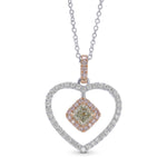 Fancy Green Radiant Double Halo Diamond Pendant
