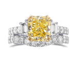 Fancy Intense Yellow Radiant Side Stone Diamond Wedding Set 