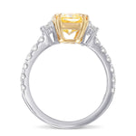 Fancy Intense Yellow Radiant Side Stone Diamond Wedding Set 