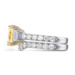 Fancy Intense Yellow Radiant Side Stone Diamond Wedding Set 