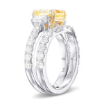 Fancy Intense Yellow Radiant Side Stone Diamond Wedding Set 