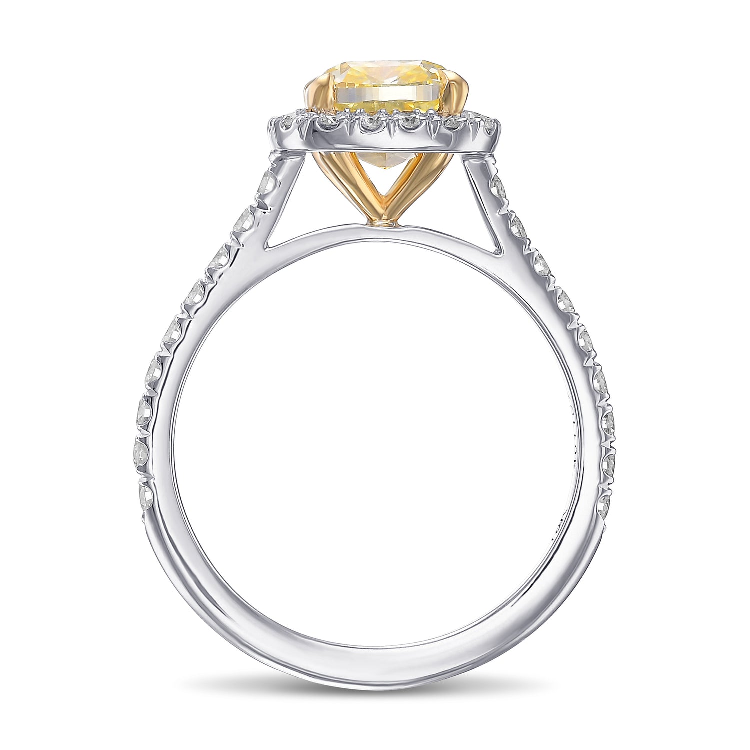 Fancy Intense Yellow Cushion Halo Diamond Ring