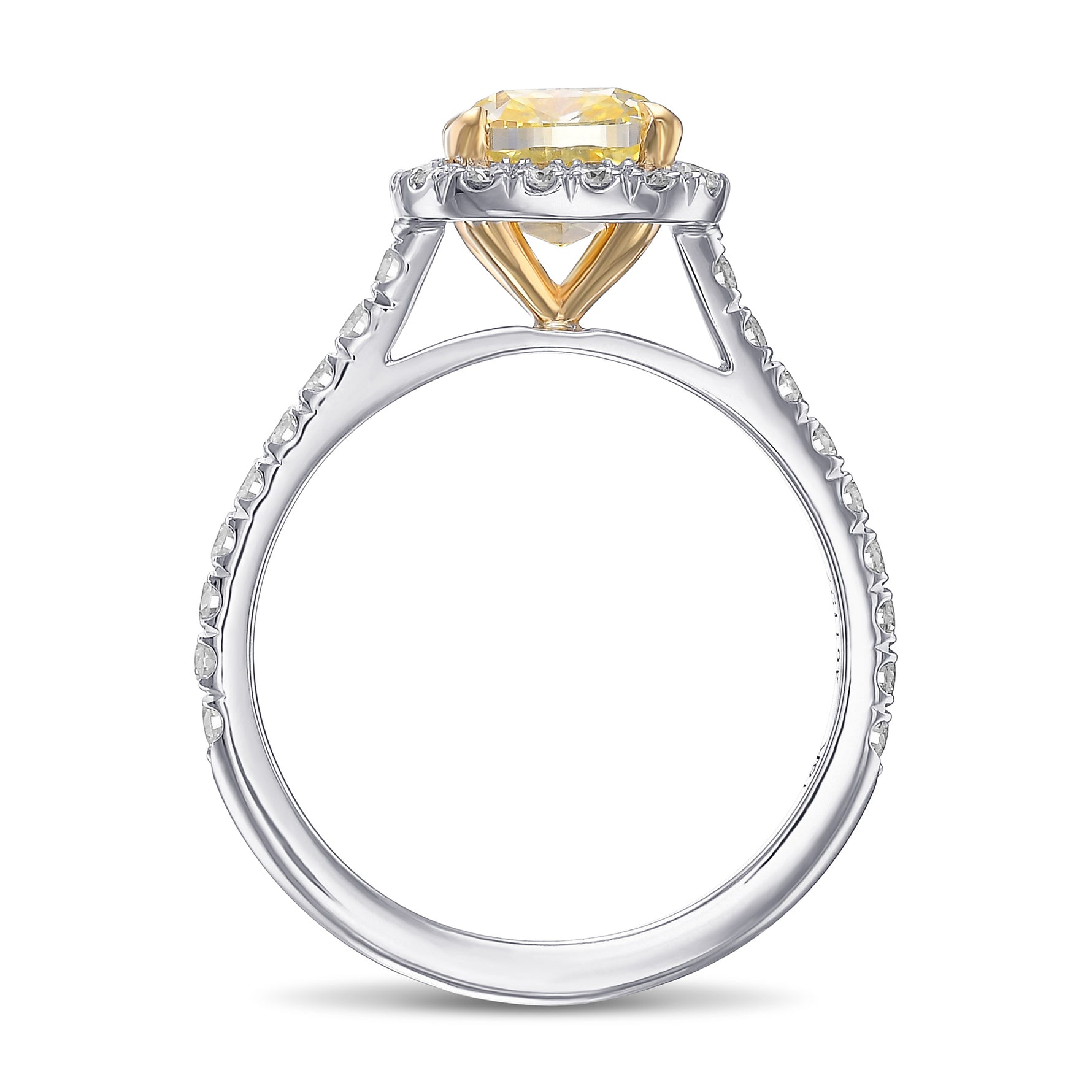 Fancy Intense Yellow Cushion Halo Diamond Ring