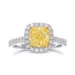 Fancy Intense Yellow Cushion Halo Diamond Ring