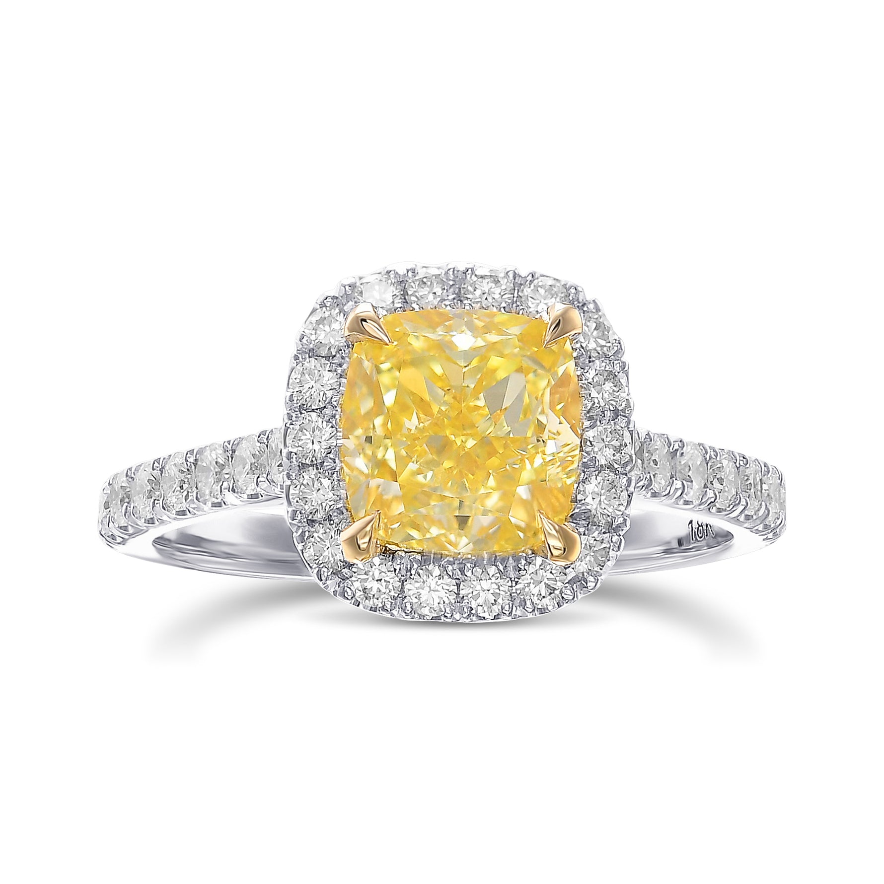 Fancy Intense Yellow Cushion Halo Diamond Ring