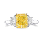 Fancy Intense Yellow Radiant & Half-moon 3 Stone Diamond Ring