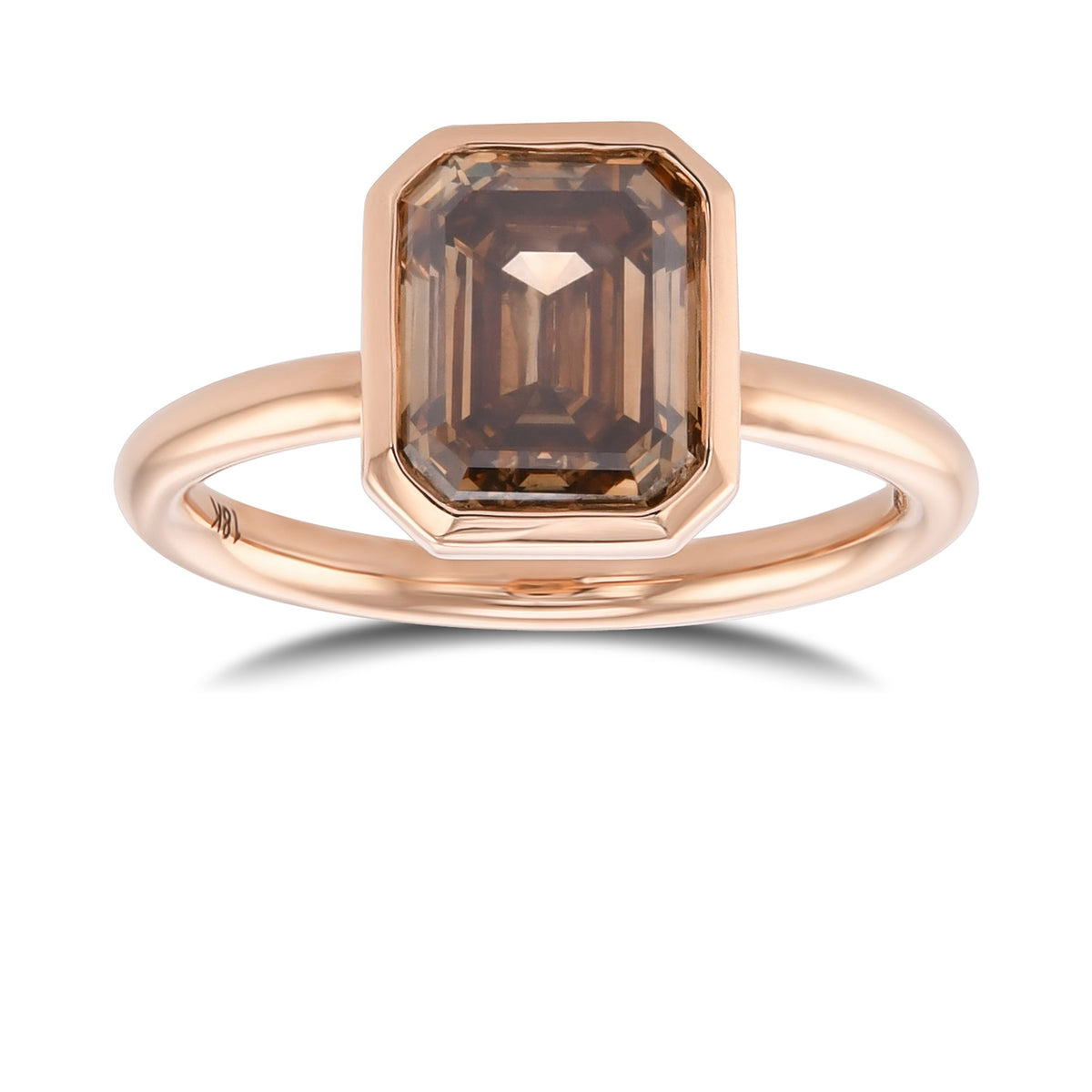 Fancy Dark Orange Brown Emerald Solitaire Diamond Ring