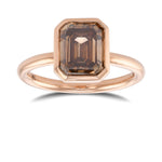 Fancy Dark Orange Brown Emerald Solitaire Diamond Ring