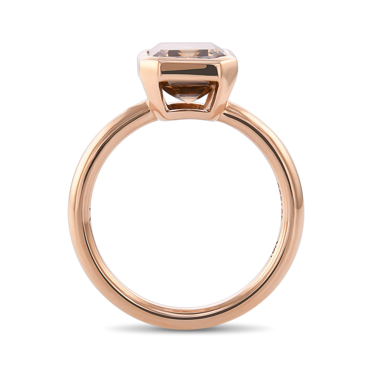 Fancy Dark Orange Brown Emerald Solitaire Diamond Ring