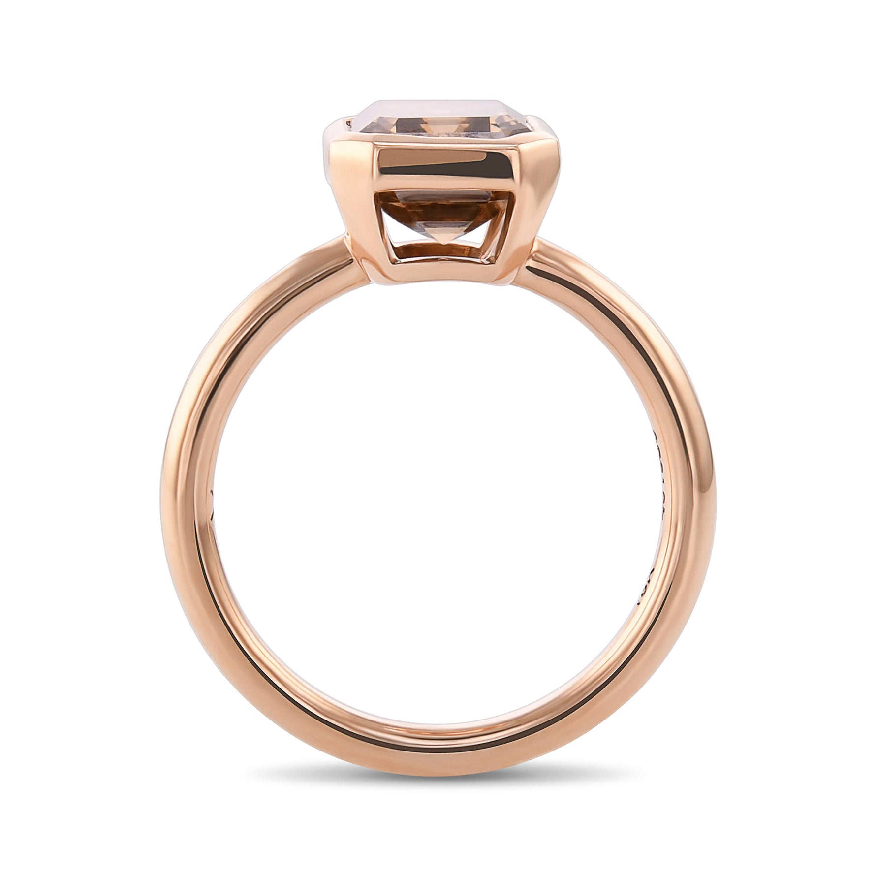 Fancy Dark Orange Brown Emerald Solitaire Diamond Ring