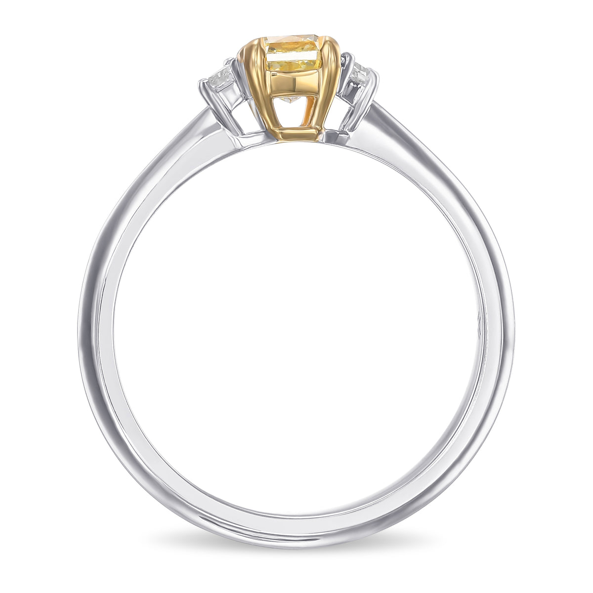 Fancy Yellow Radiant 3 Stone Diamond Ring