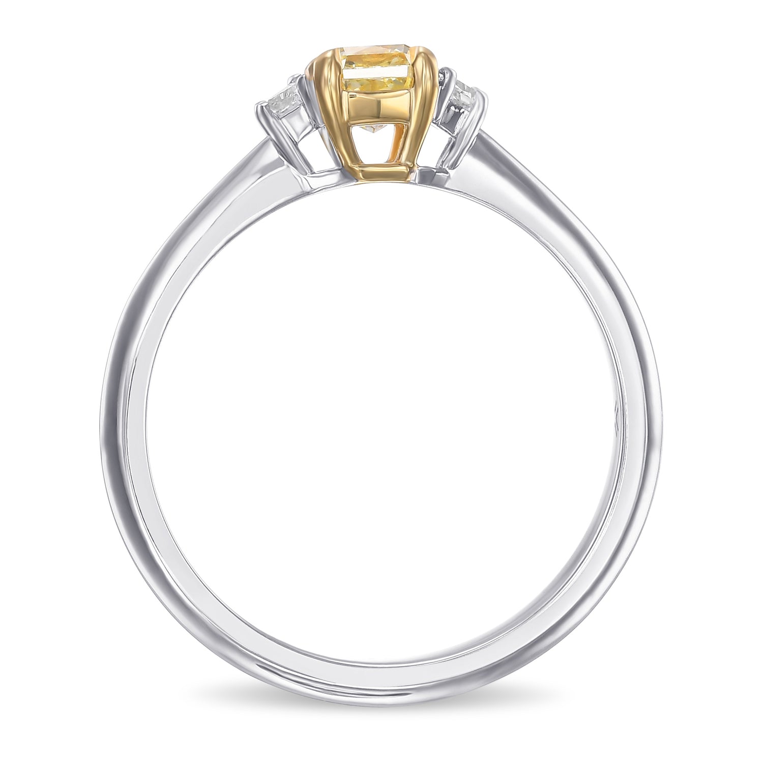 Fancy Yellow Radiant 3 Stone Diamond Ring