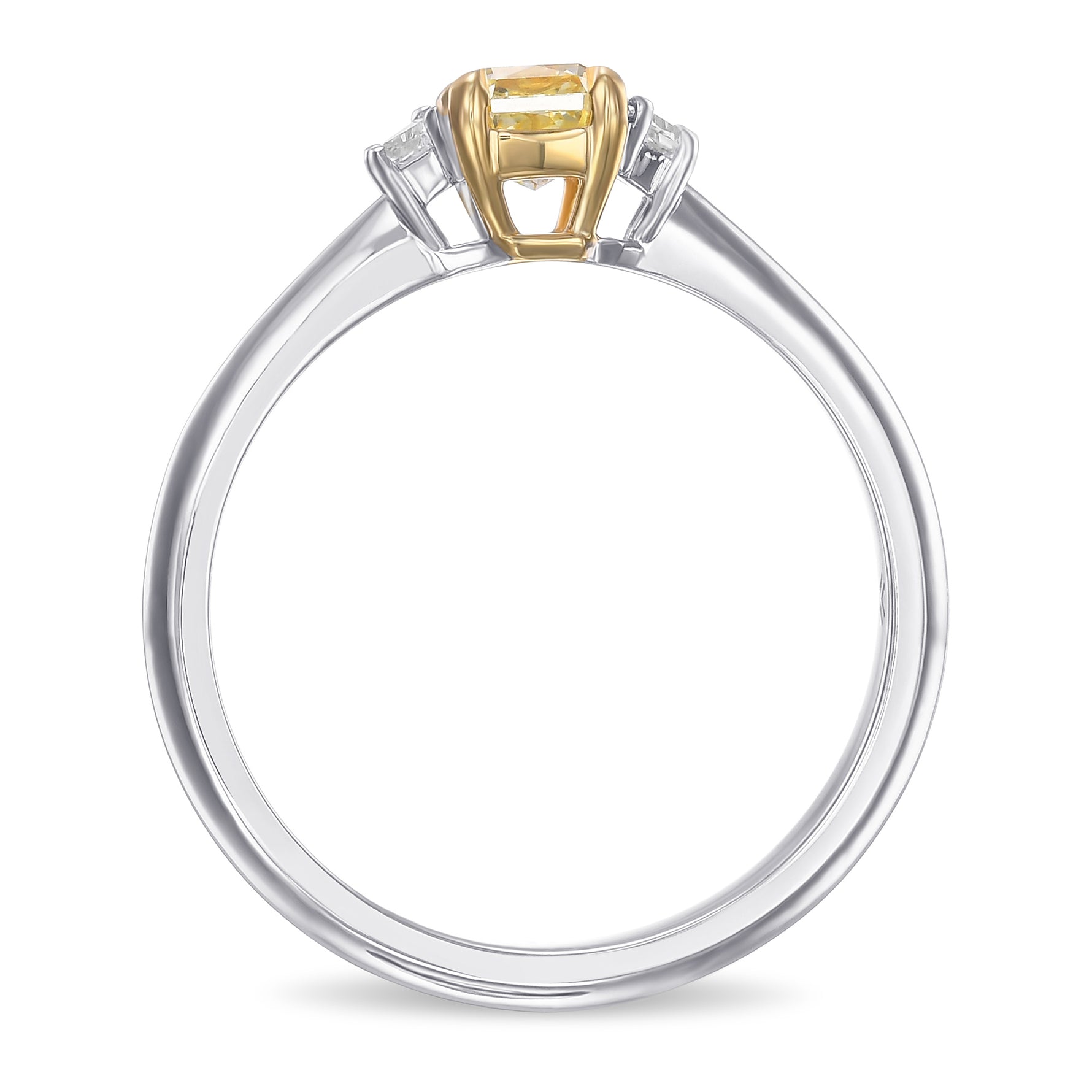 Fancy Yellow Radiant 3 Stone Diamond Ring