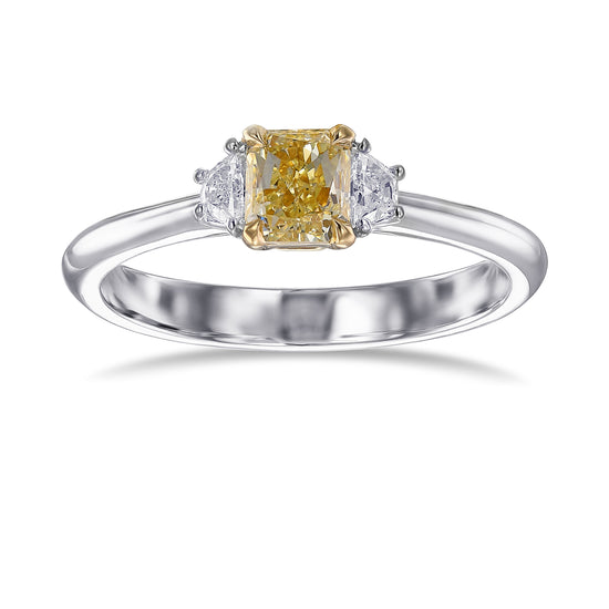 Fancy Yellow Radiant 3 Stone Diamond Ring