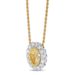 Fancy Yellow Oval Halo Diamond Pendant 