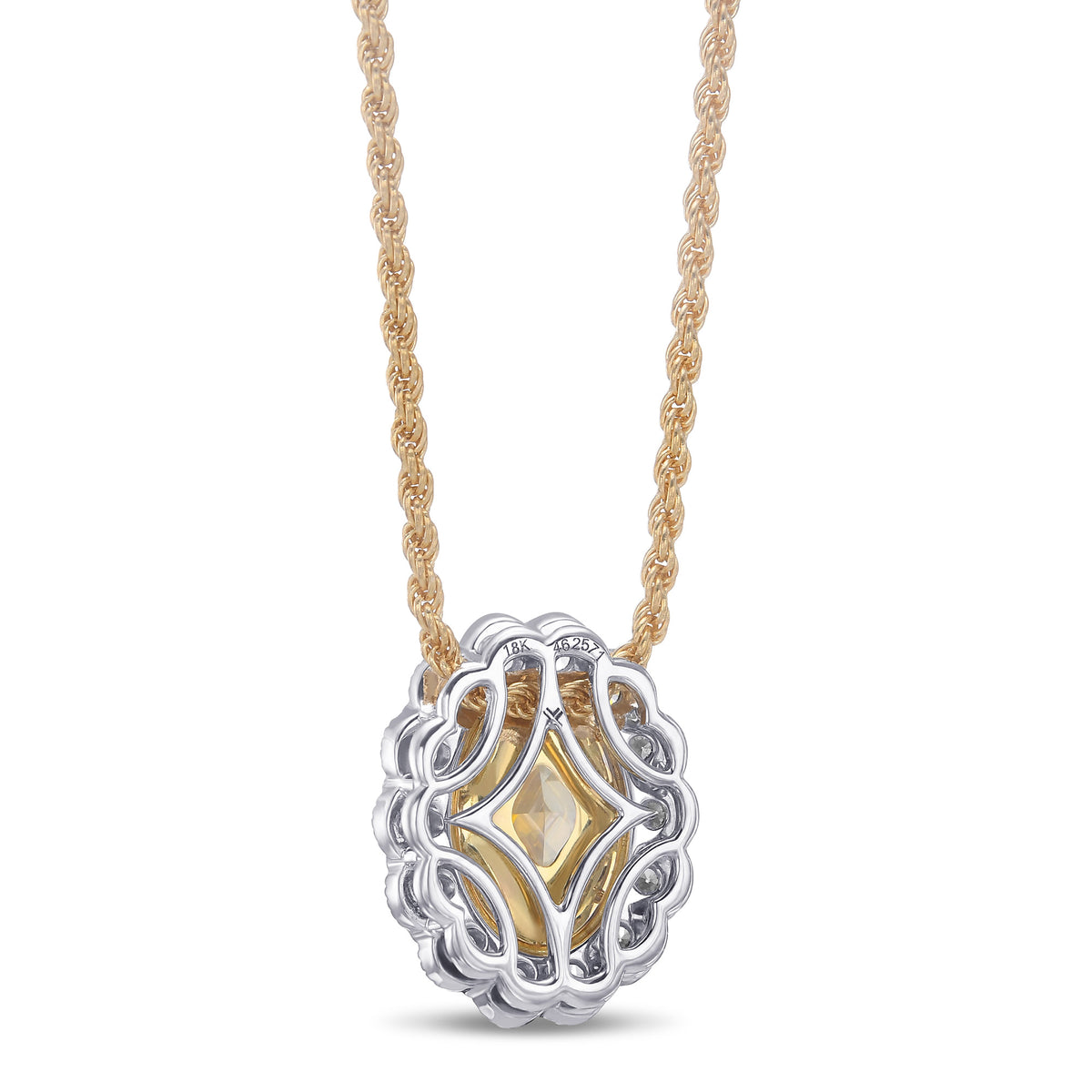 Fancy Yellow Oval Halo Diamond Pendant 