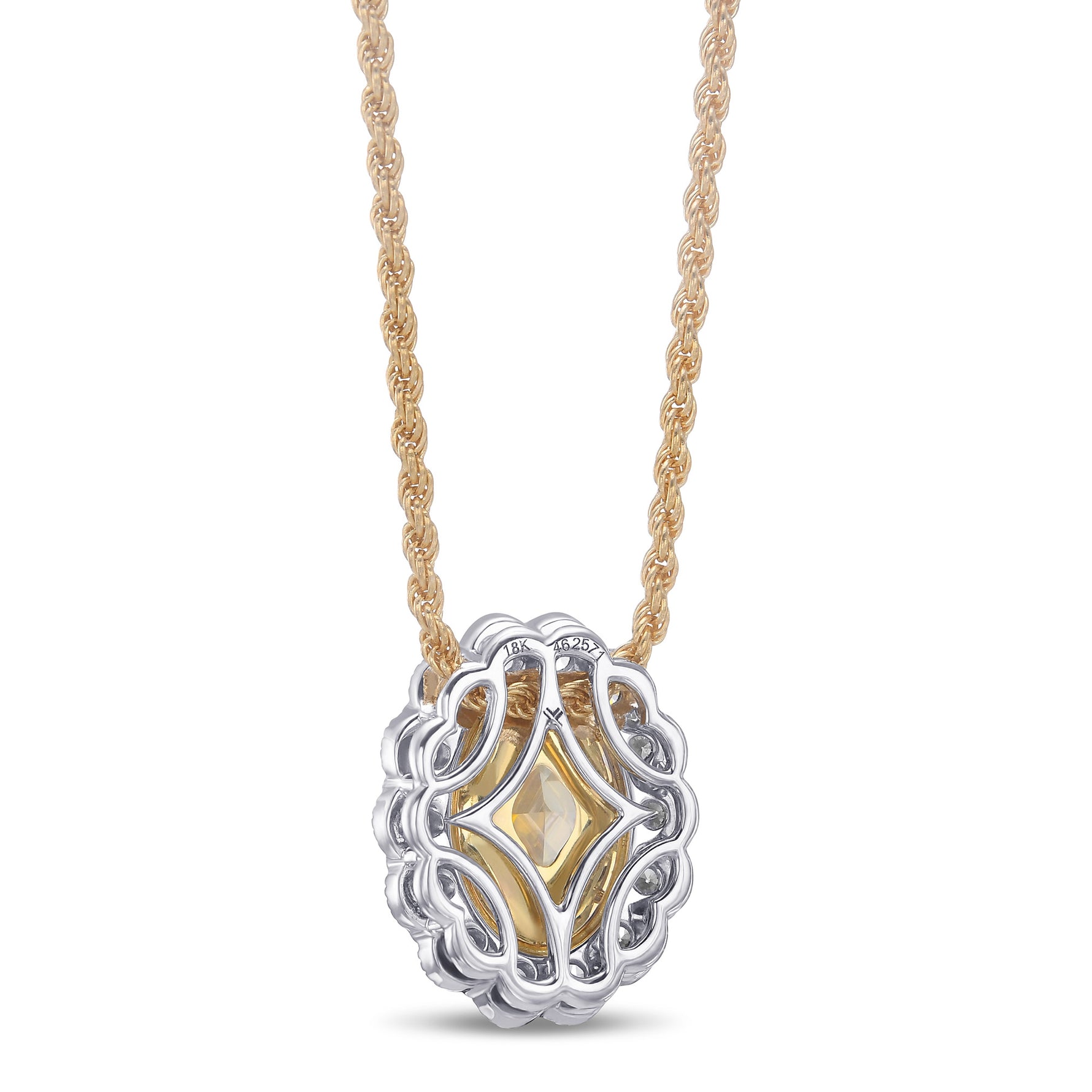 Fancy Yellow Oval Halo Diamond Pendant 