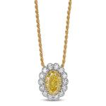Fancy Yellow Oval Halo Diamond Pendant 
