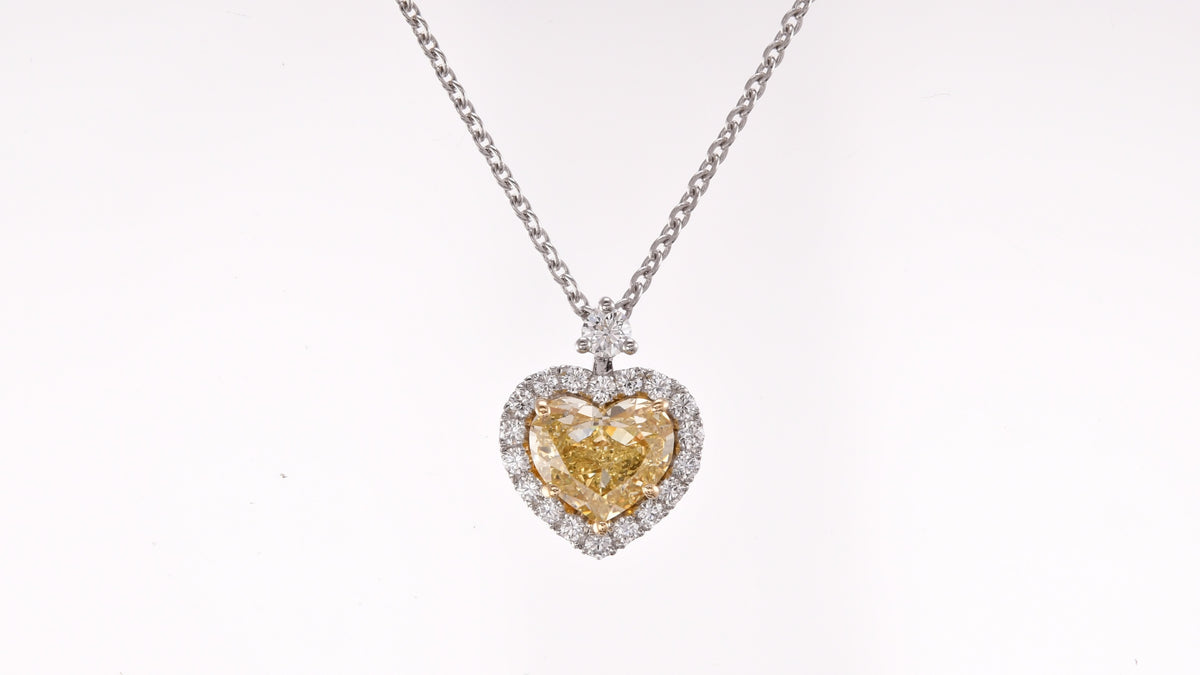 Fancy Brownish Yellow Heart Halo Diamond Pendant