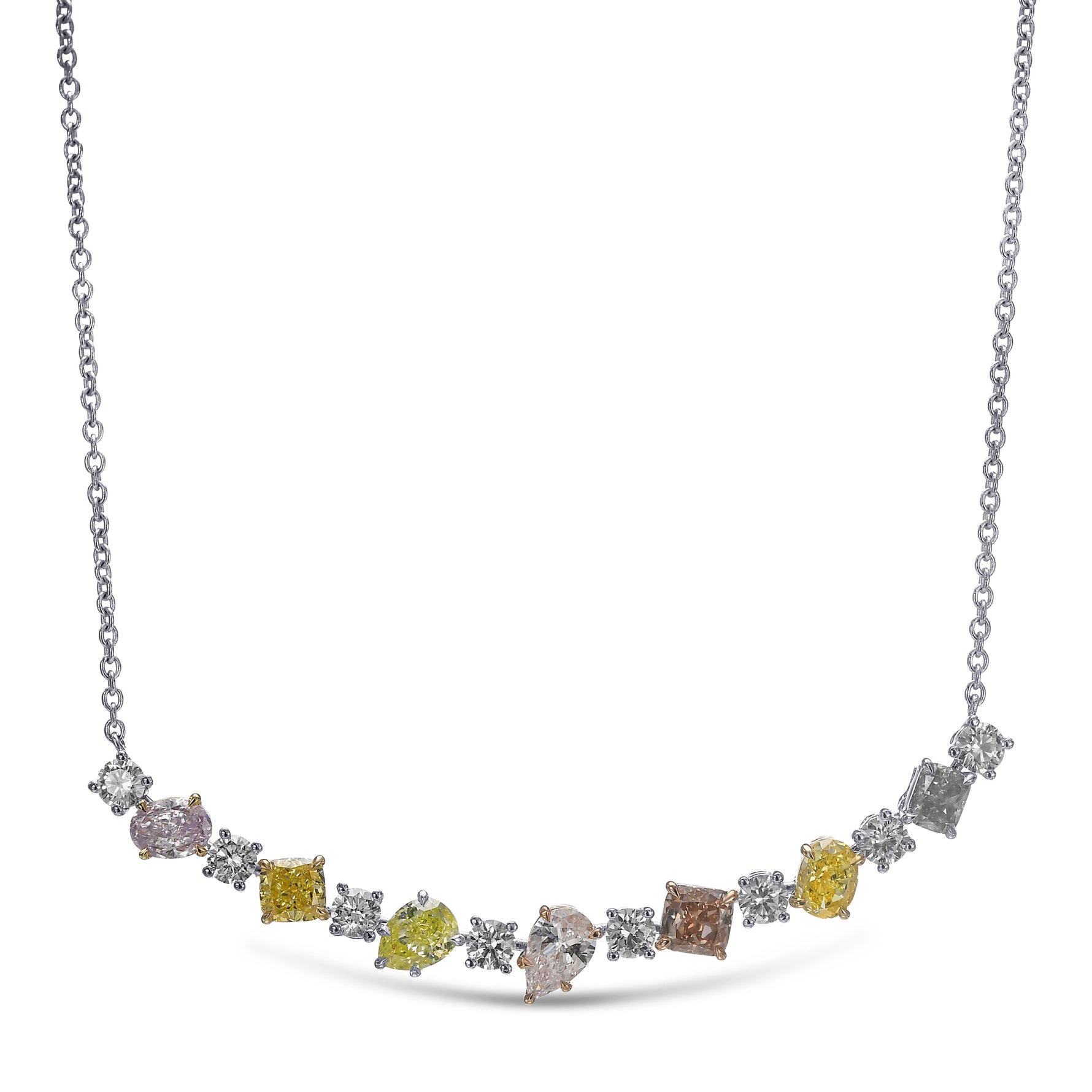 Multicolor and White Diamond Necklace