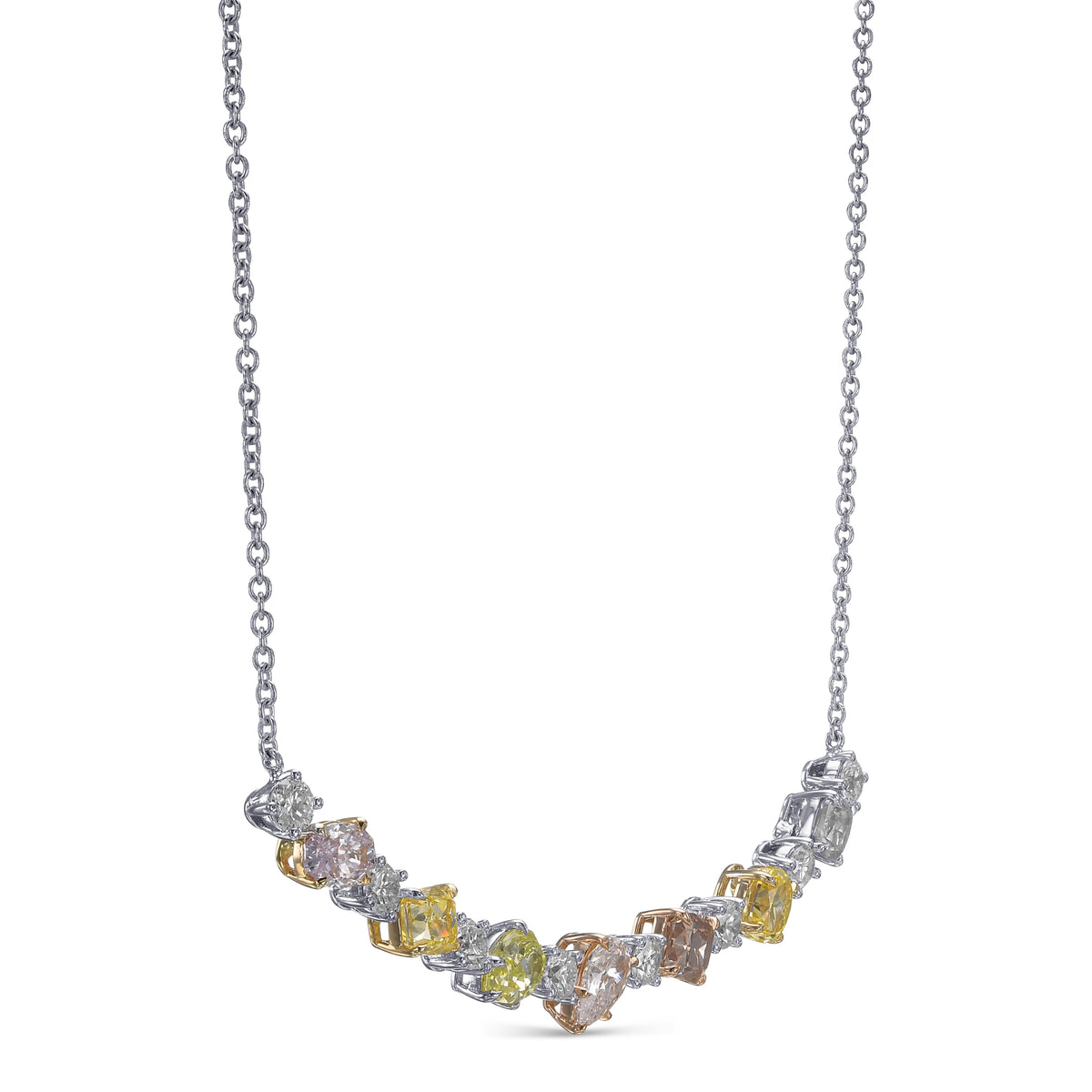 Multicolor and White Diamond Necklace