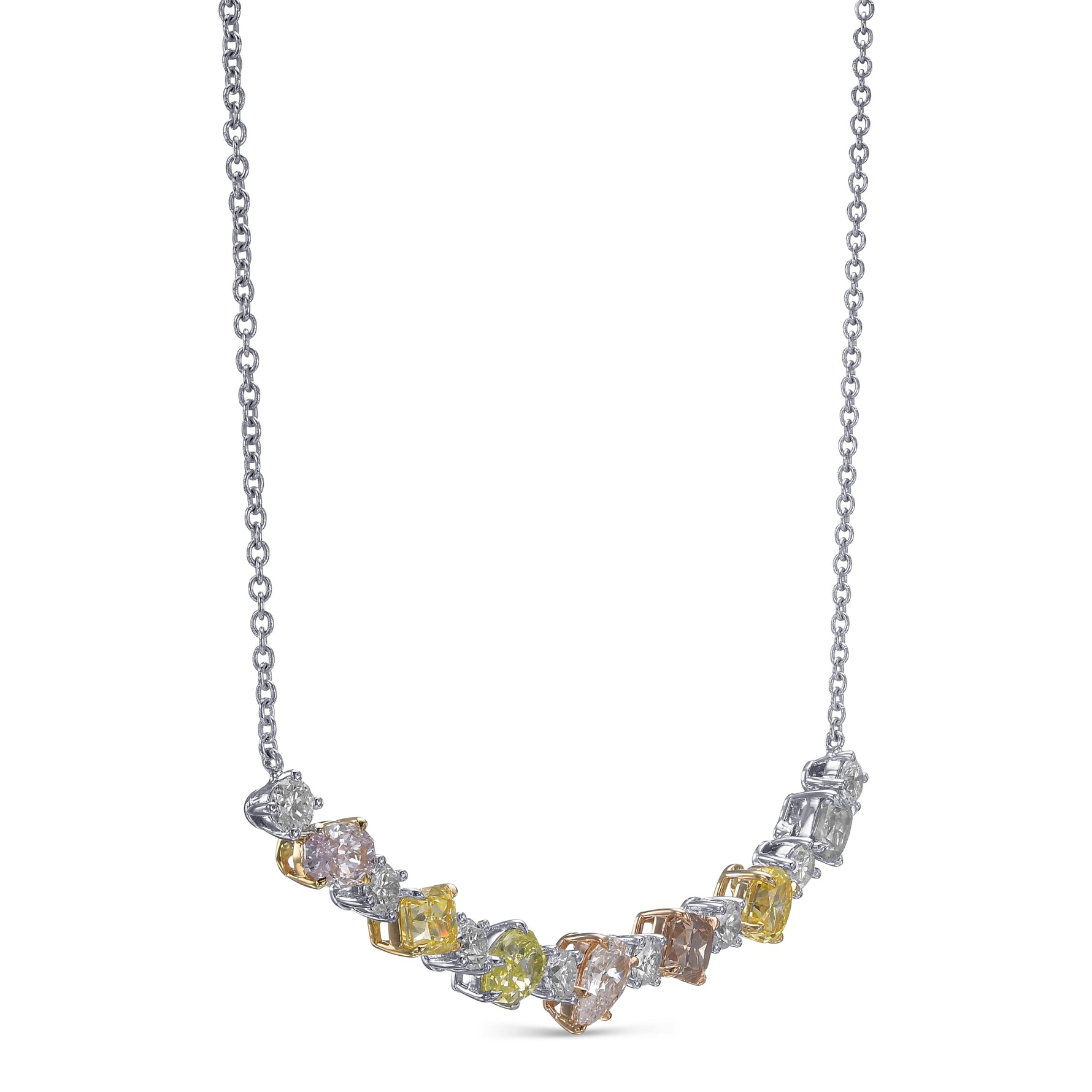 Multicolor and White Diamond Necklace